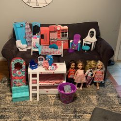 Baby Dolls And Accessories (bag Of Clothes,and Shoes Not Shown But Come With Also)