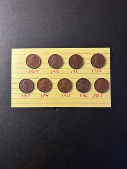 Coins – Lincoln pennies – 1909P thru 1930 P - (NOT AVAILABLE - 1922P) – Total 21 Coins