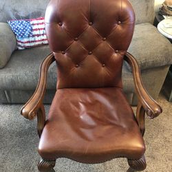 Leather Executives Chair And Rattan Foot Stool 
