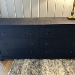 Dark Blue Textured 6-Drawer Dresser