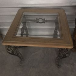 Wood And Glass End Table $75.00 OBO