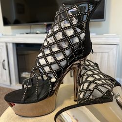 6”  Black Rhinestone Stilettos 