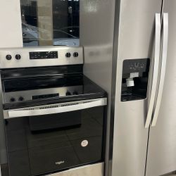 Set Whirlpool, Stove And Refrigerador Stainless Steel 