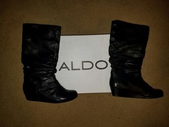 Aldo Black Maddalena Leather 22 Boots Size 6