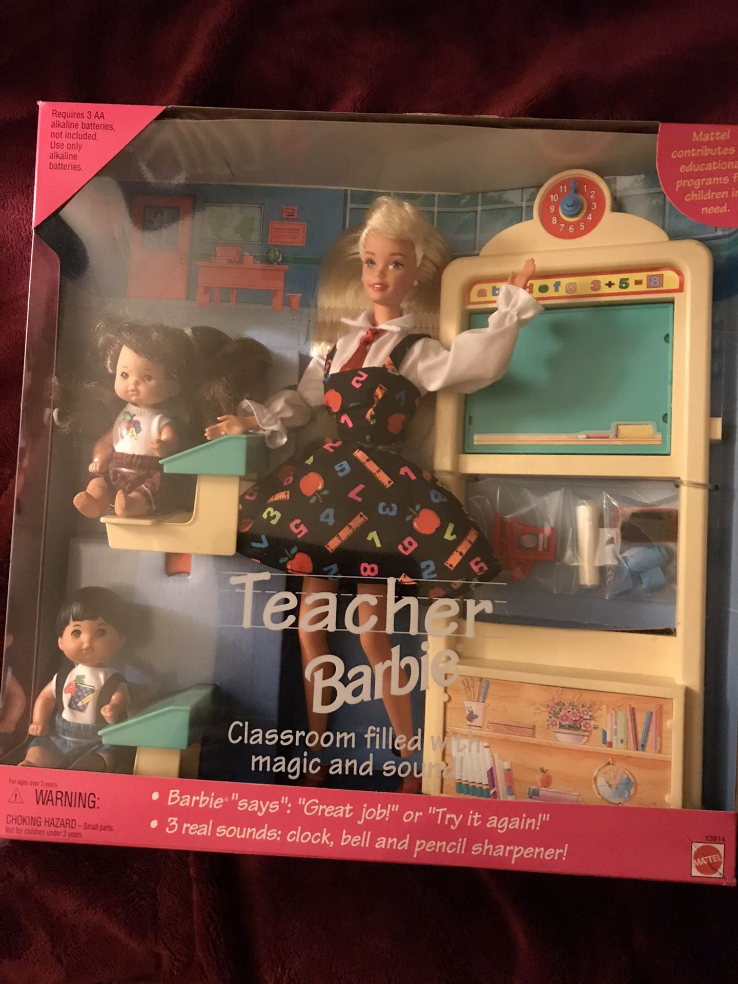 1995 Teacher Barbie Doll Set Barbie Doll Real Sounds 2 students Vintage NRFB