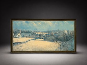 Framed Winter Countryside Landscape Wall Art – 50” x 27”