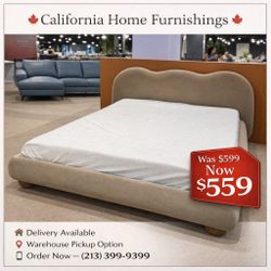 Brown contemporary queen size bed frame // Mattress sold separately  