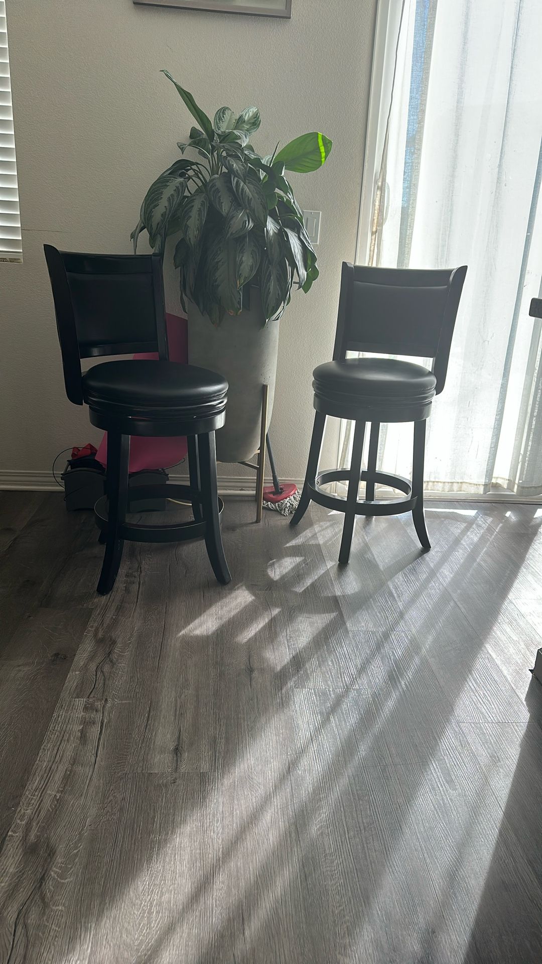 Black Bar Stools, Set Of 2