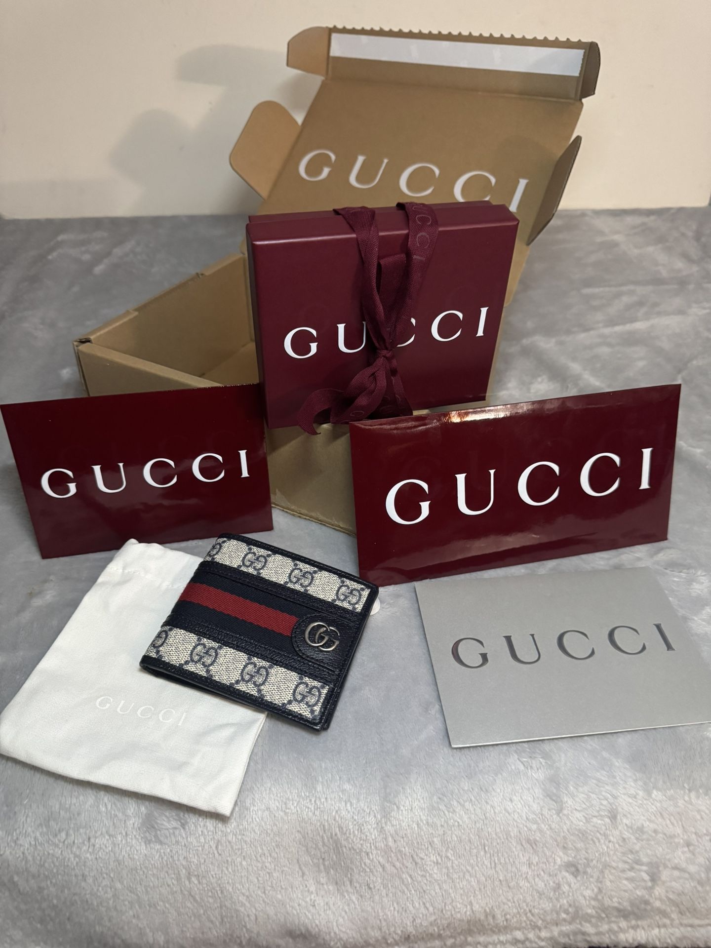 Gucci Ophidia Supreme Sherry Line Bifold Wallet
