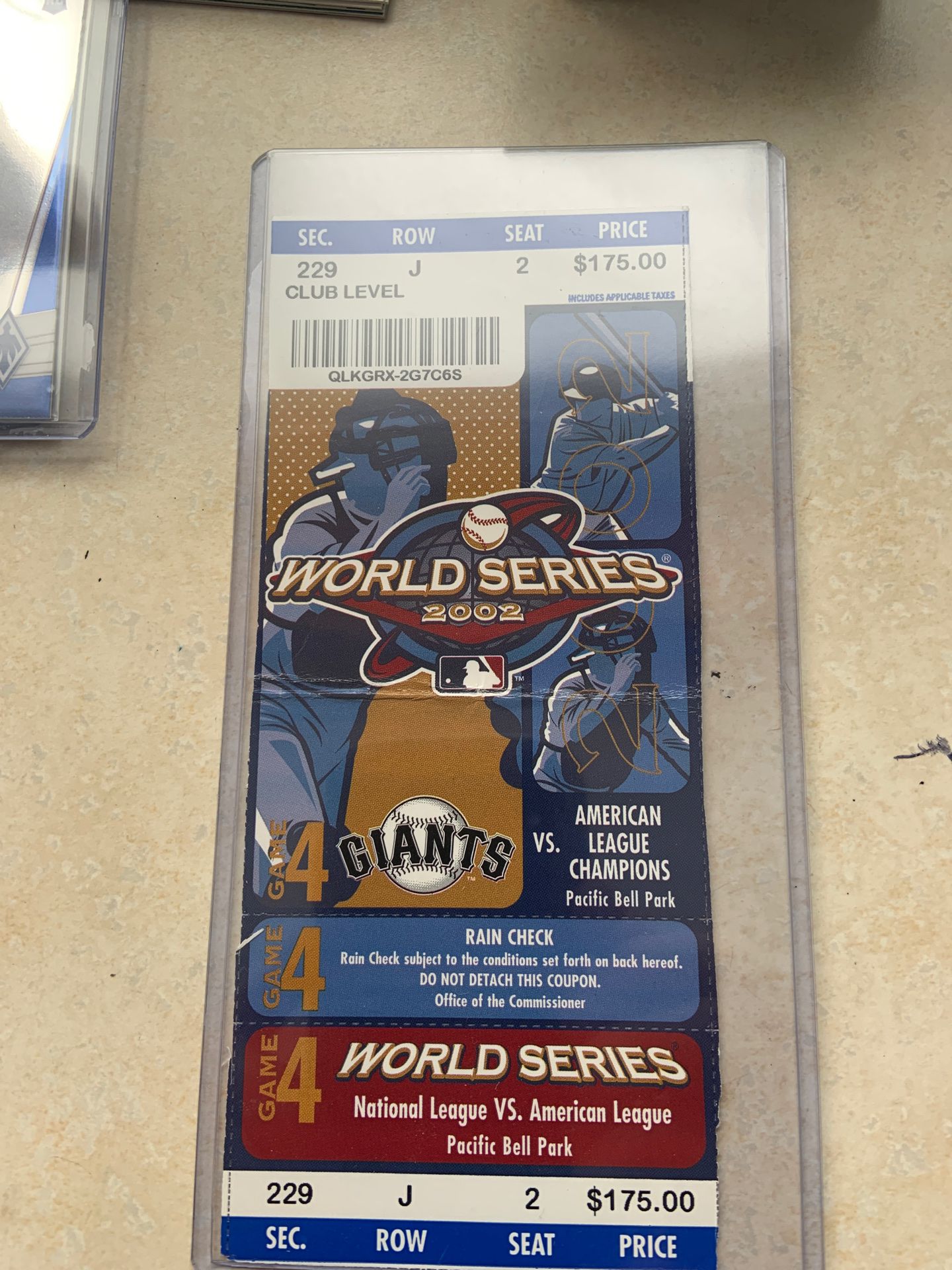2002 World Series game 4 ticket stub