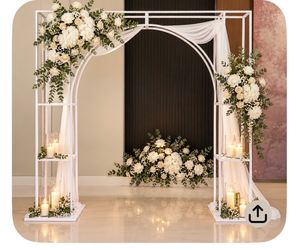 D Metal Wedding Arch Frame, Gold Square 3D Backdrop Stand for Wedding Ceremony, Reception, Engagement Party, Birthday, Photo Booth & Event Decor 50