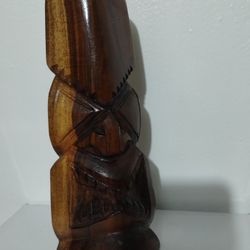 SOLID WOOD TIKI STATUE  11"×4"