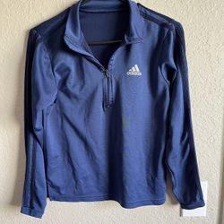Adidas Size S Blue Long Sleeve Quarter Zip