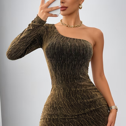 Cross-Border Women'S One-Shoulder Fitted Sexy Dress Party Gown