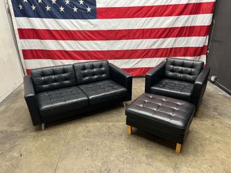 Free Delivery - IKEA MORABO Black Loveseat Chair Ottoman