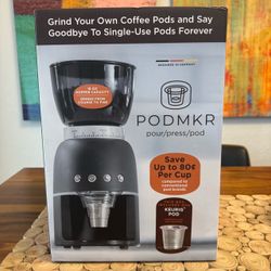 NIB Podmkr Burr Coffe Grinder & Pod Maker