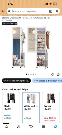 5-in-1 Full-Length Mirror with Storage Cabinet