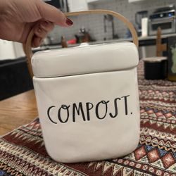Compost Jar with Wooden Handle (Rae Dunn Ceramics)