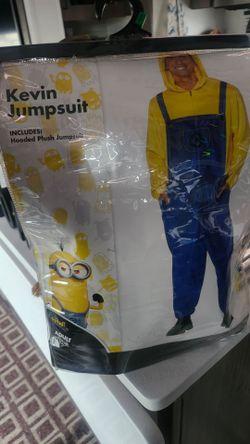 Minion Kevin Hooded Plush Jumpsuit Costume Adult L/XL