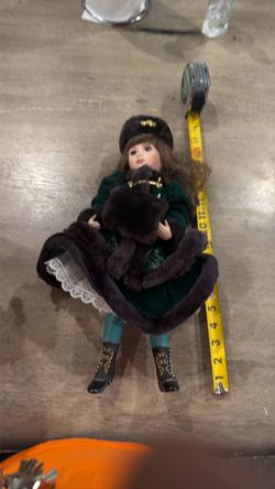 Vintage Porcelain Collector Doll in Victorian Winter Outfit