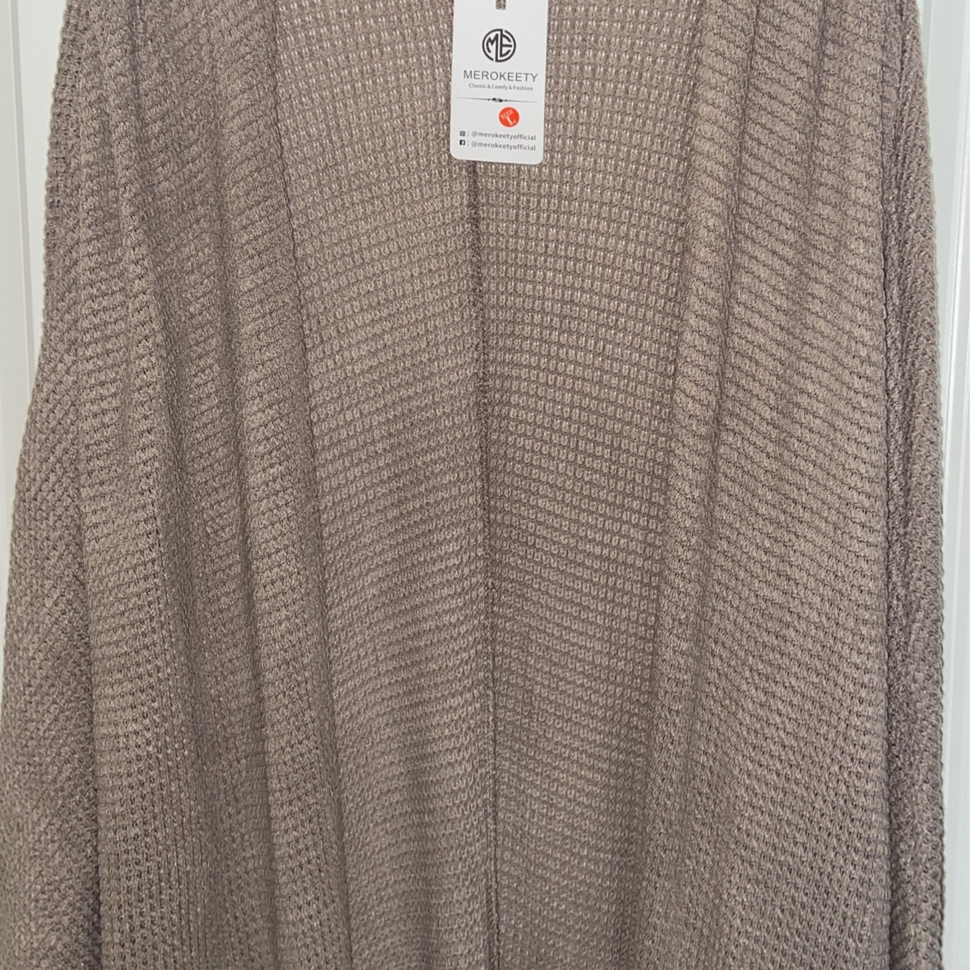 MEROKEETY -Waffle Knit Batwing Long Sleeve