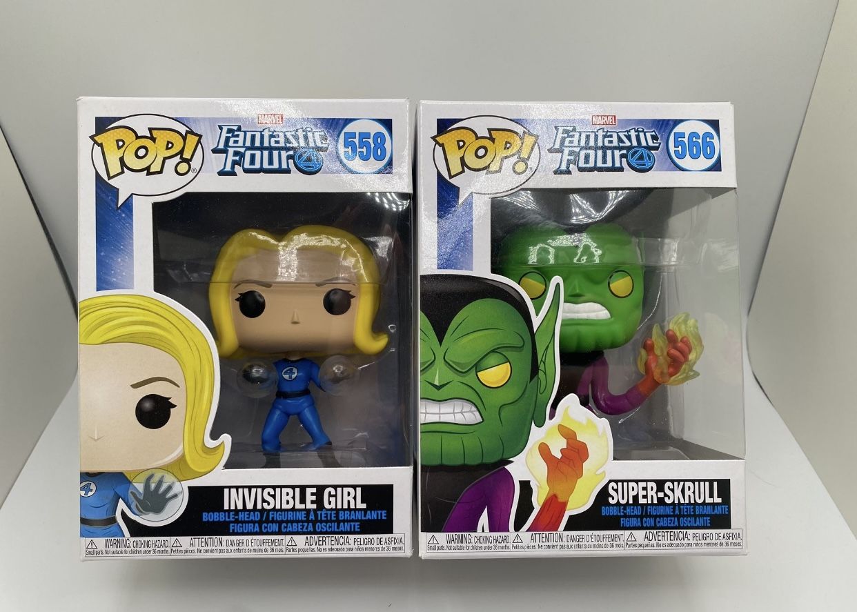 (NEW) Funko POP! Marvel Fantastic 4 Invisible Girl #558 and Super Skrull #566 (VAULTED) Perfect Gift for any Marvel or Fantastic 4 fan or collector
