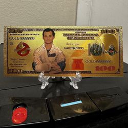 24k Gold Foil Plated Peter Venkman Ghostbusters Banknote