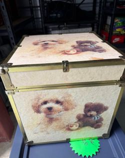 Vintage Giordano Decorative Storage Trunk – Puppy & Teddy Bear Design