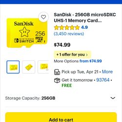 Nintendo switch 256gb memory