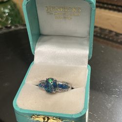 Rainbow Opal Diamond Ring