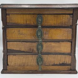 Antique Victorian Solid Wood 4 Drawer Trinket Jewelry Box