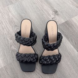 Black Braided Block Heels – Size 7 1/2 