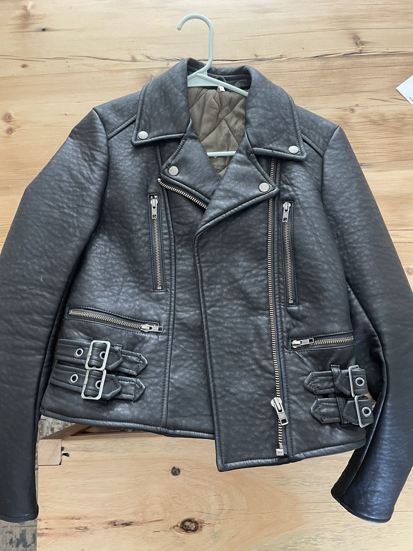 Free People Leather Motorcycle Jacket - Size 2 (for Children) 