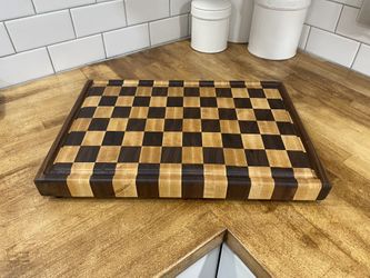 dark walnut and hard maple checkered cutting boards