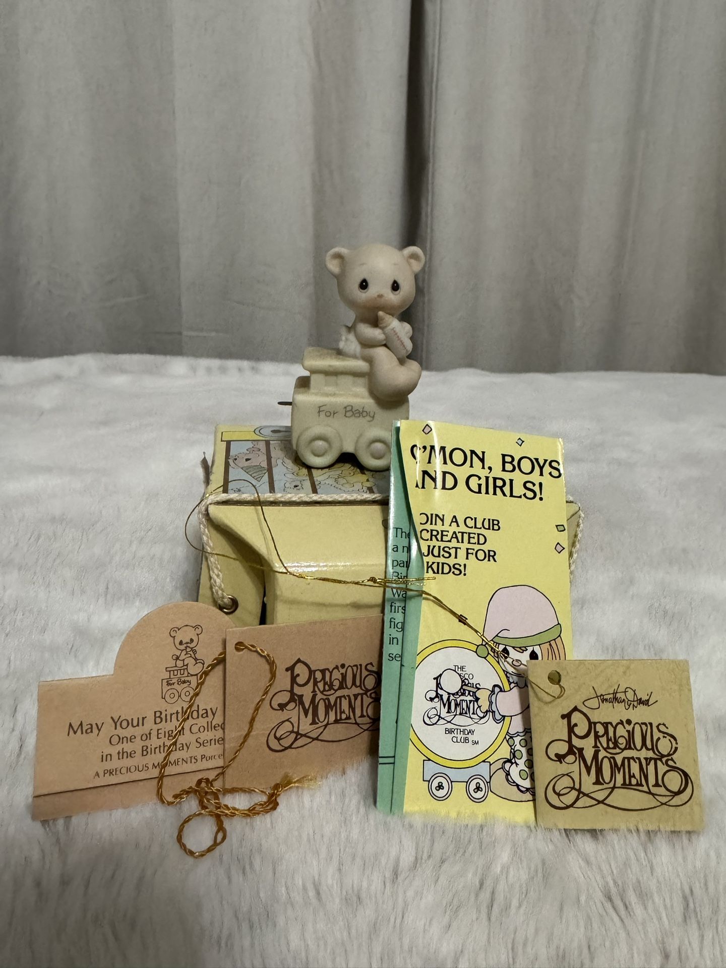 Precious Moments “May Your Birthday Be Warm” (1985) – For Baby Birthday Train Figurine w/ Box
