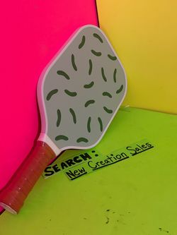 BRAND NEW Pickleball Pickle Ball Paddle White Green Pickle Print I Love Pickles Heart Design Racket Racquet Indoor Outdoor Fiber Glass