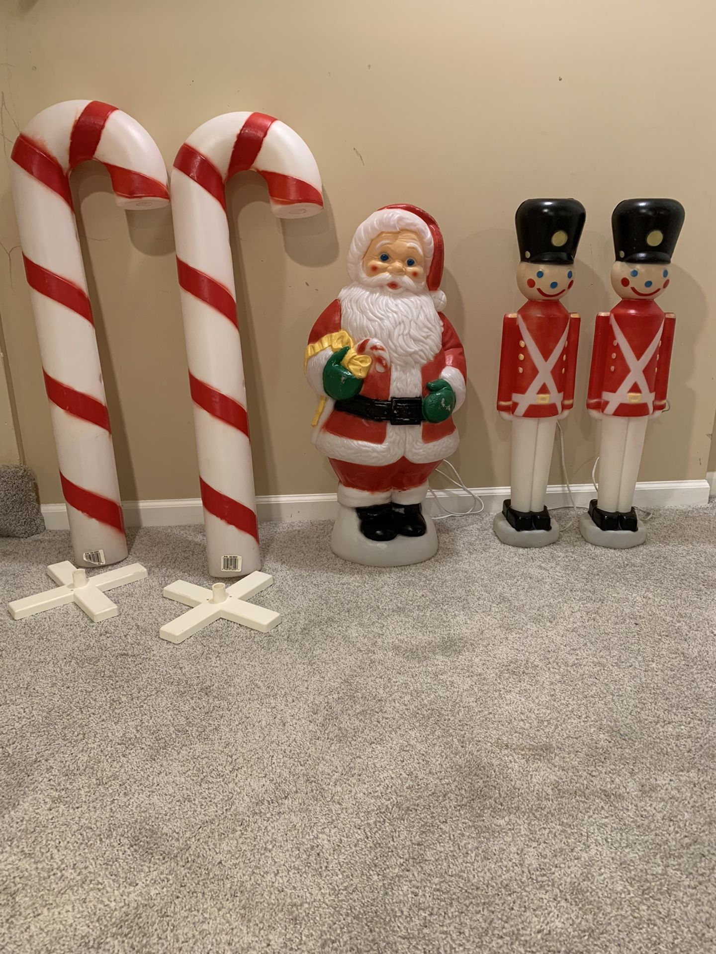 Christmas Candy Canes, Santa & Nutcracker Blow Molds