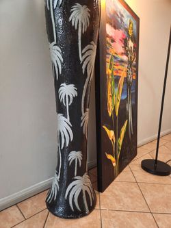 Hand-Crafted Black Glam Tropical Vase