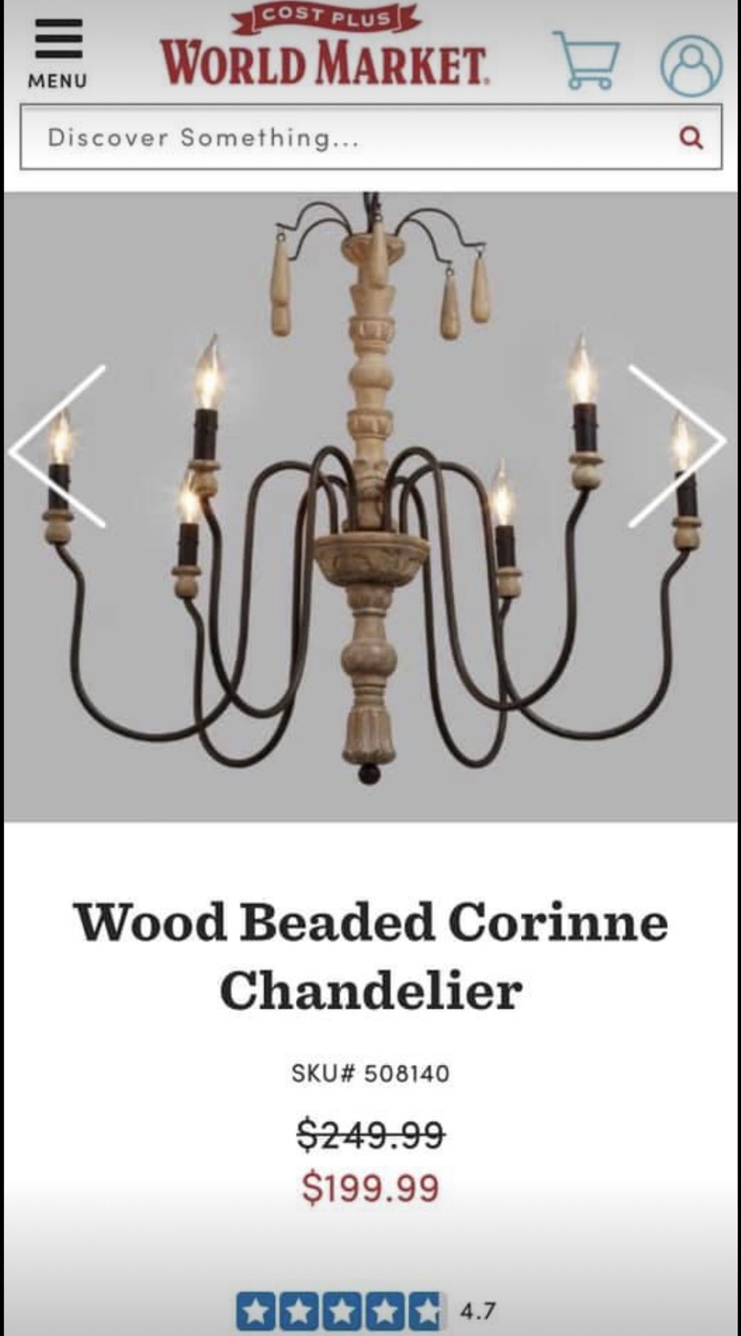 World Market Chandelier Light Fixture