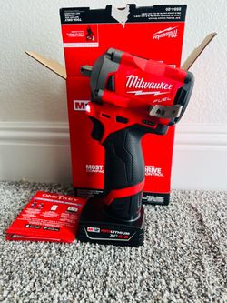 New Milwaukee M12 FUEL Brushless Stubby 3/8 in. Impact Wrench and 4.0 Battery. $190