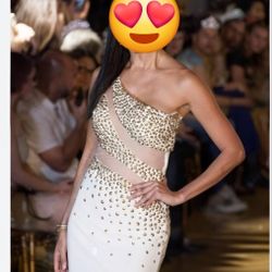 ❤️Gorgeous  sexy white and gold evening dress gown ❤️