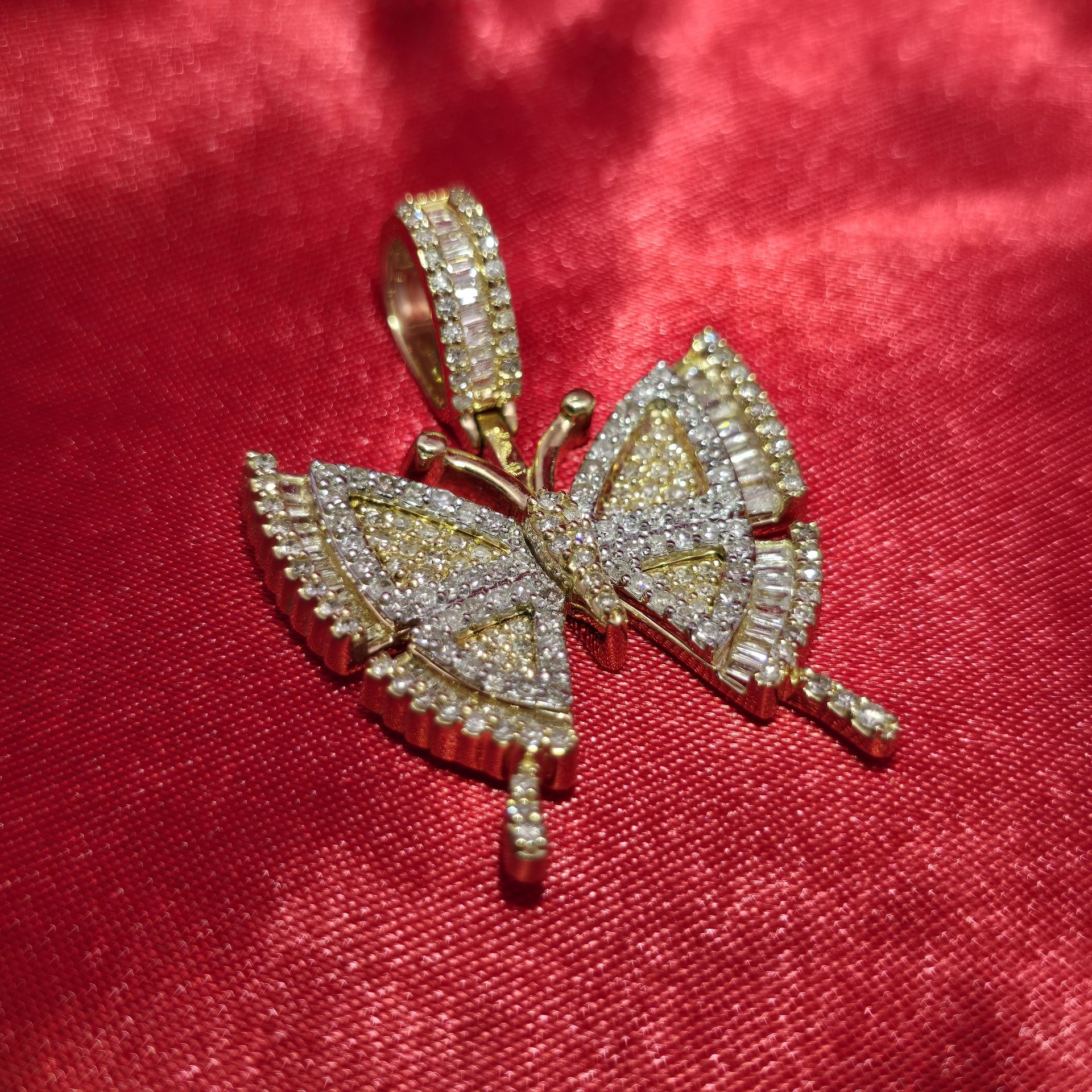 10k Yellow Gold Diamond Butterfly Pendant
