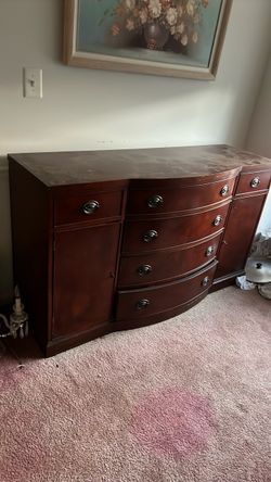 Vintage Mahogany Bow Front Dresser Buffet