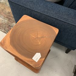 Carved Solid Wood Side Table 
