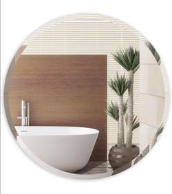 ANYHI 18" Round Frameless Beveled Bathroom Wall Mirror – New