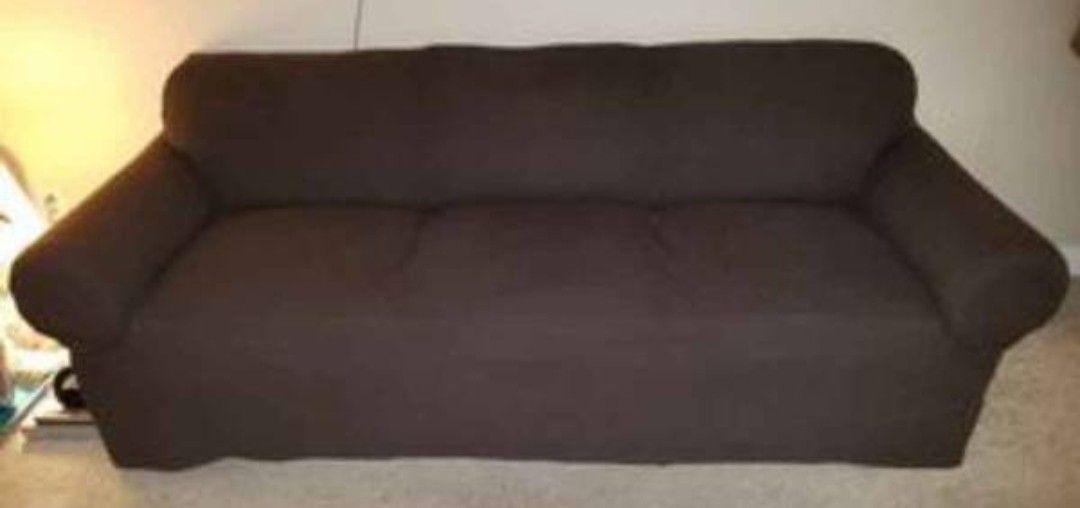 Free Couch With Brown Slipcover 89" long x 30" tall x 38" deep