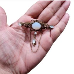 Vintage Victorian Styled Opal Brooch 2.5" x 2"