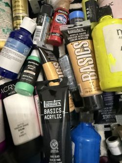 🎨 Huge Art Supply Lot – 40+ Acrylic Paints Liquitex+ Brushes + Canvases – $700 New in Box