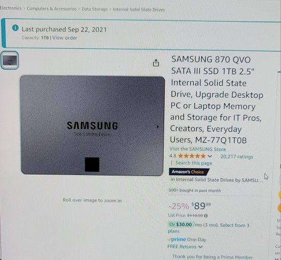 NIB 1tb Samsung 870 QVO 2.5" Sata Ssd