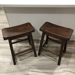Solid wood Walnut finish barstool pair